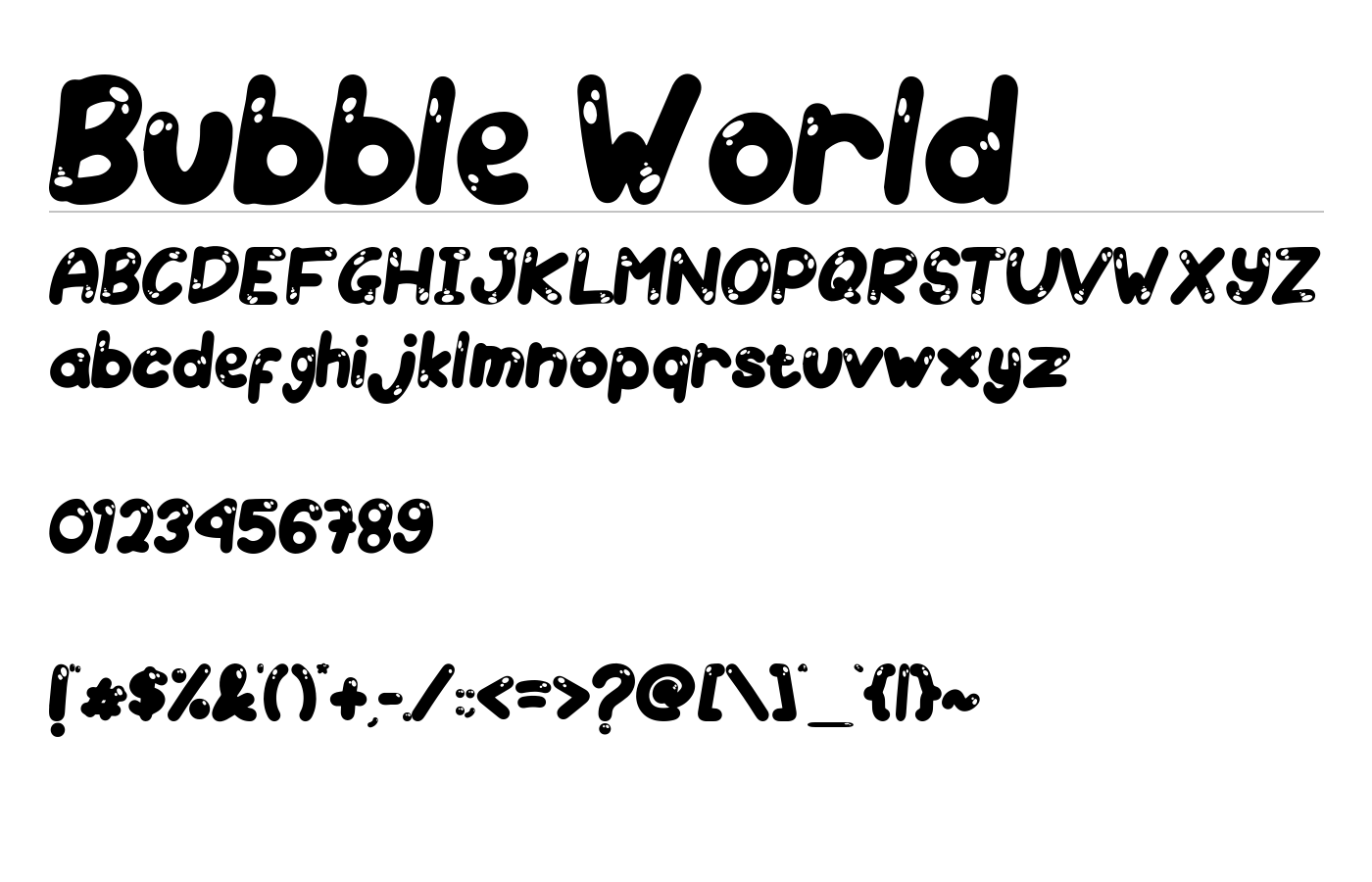 Bubble World Font preview