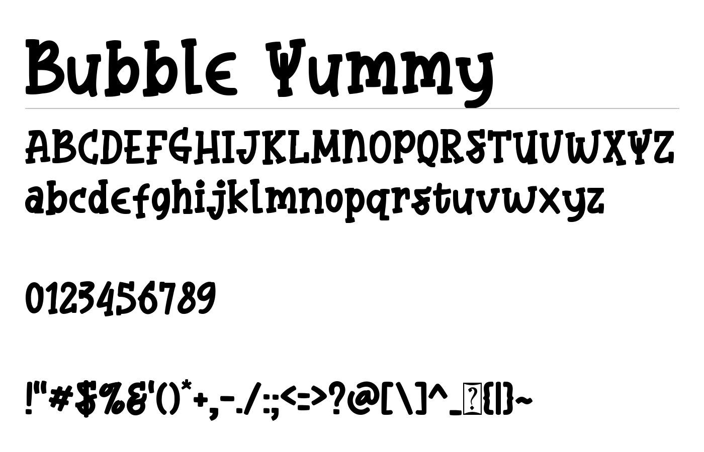 Bubble Yummy Font preview