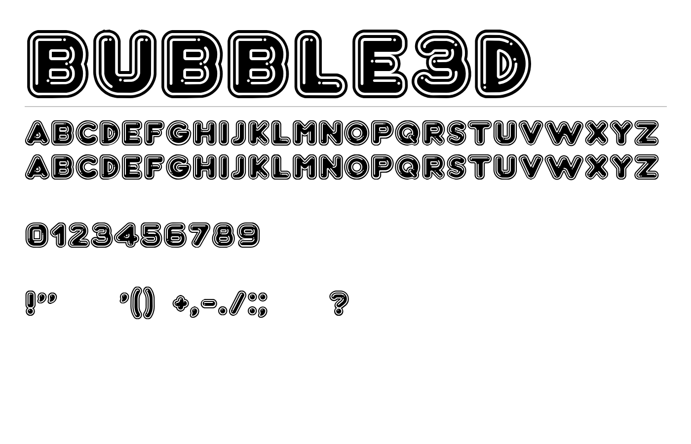 Bubble3D Font preview