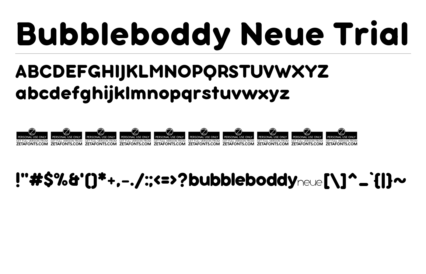 Bubbleboddy Neue Trial Font preview