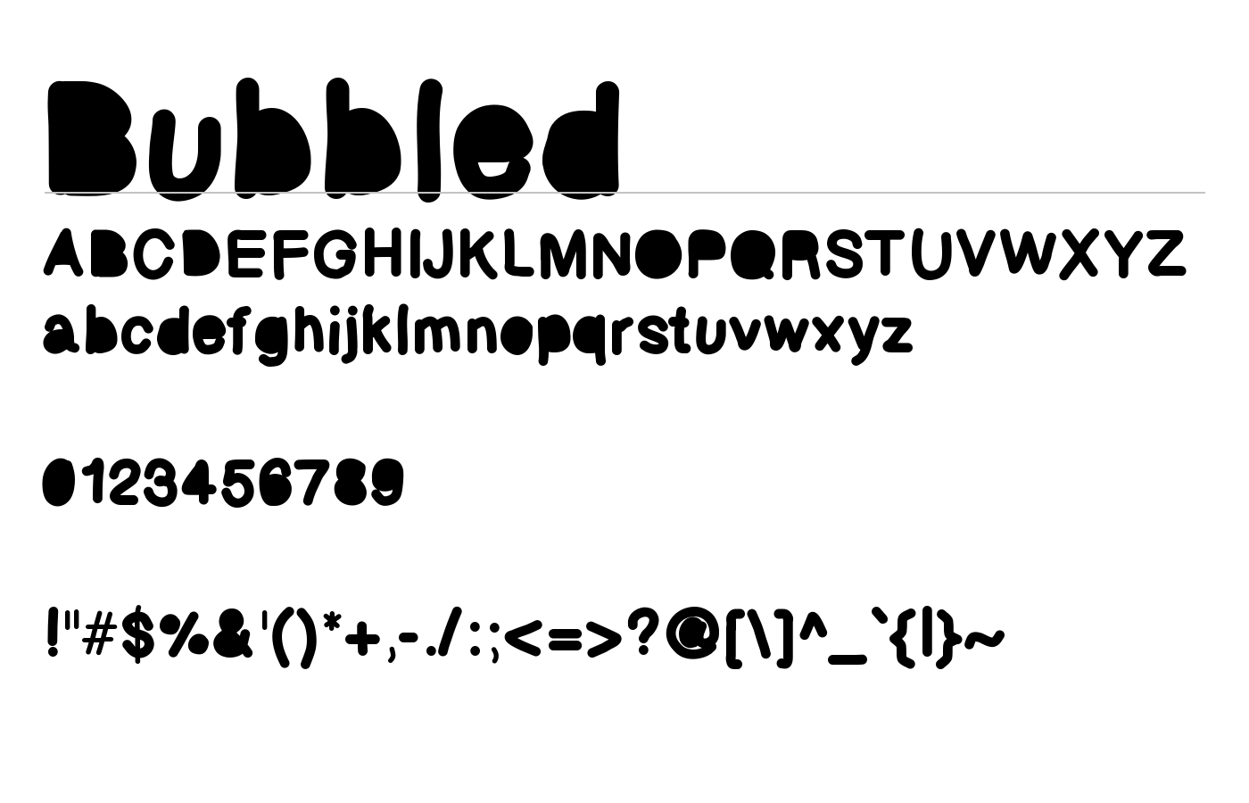 Bubbled Font preview