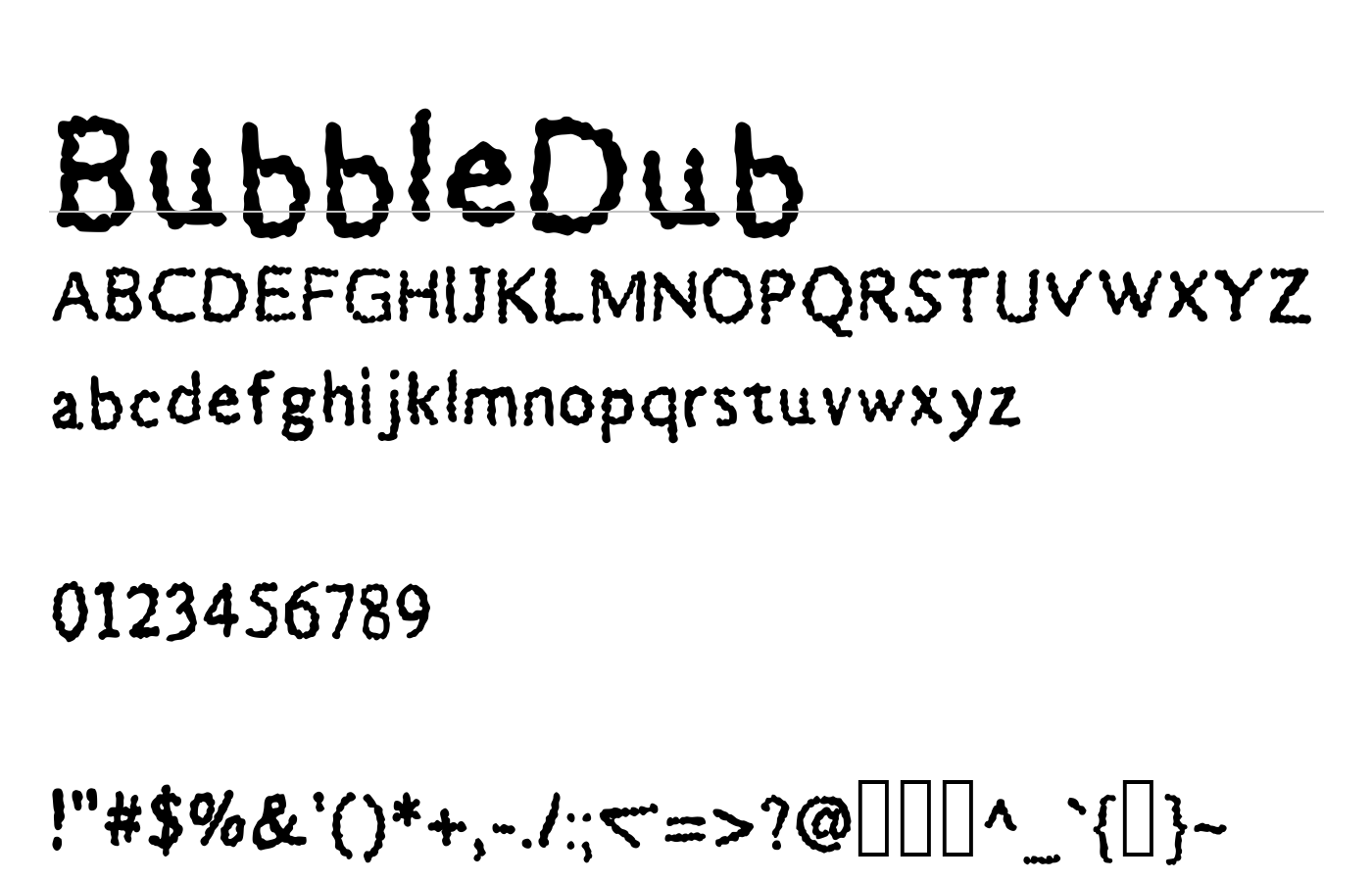 BubbleDub Font preview