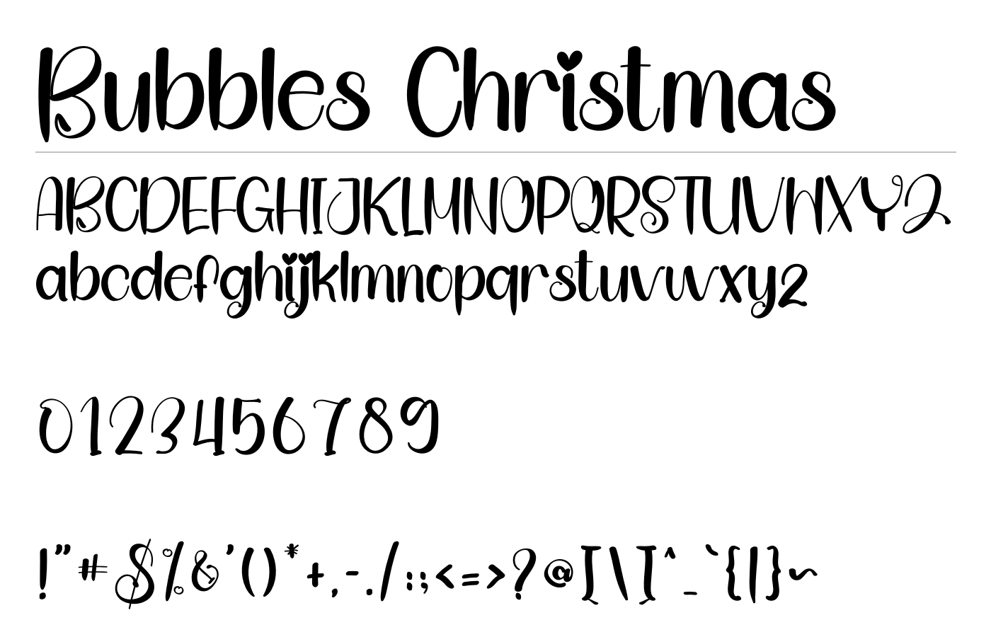 Bubbles Christmas Font preview