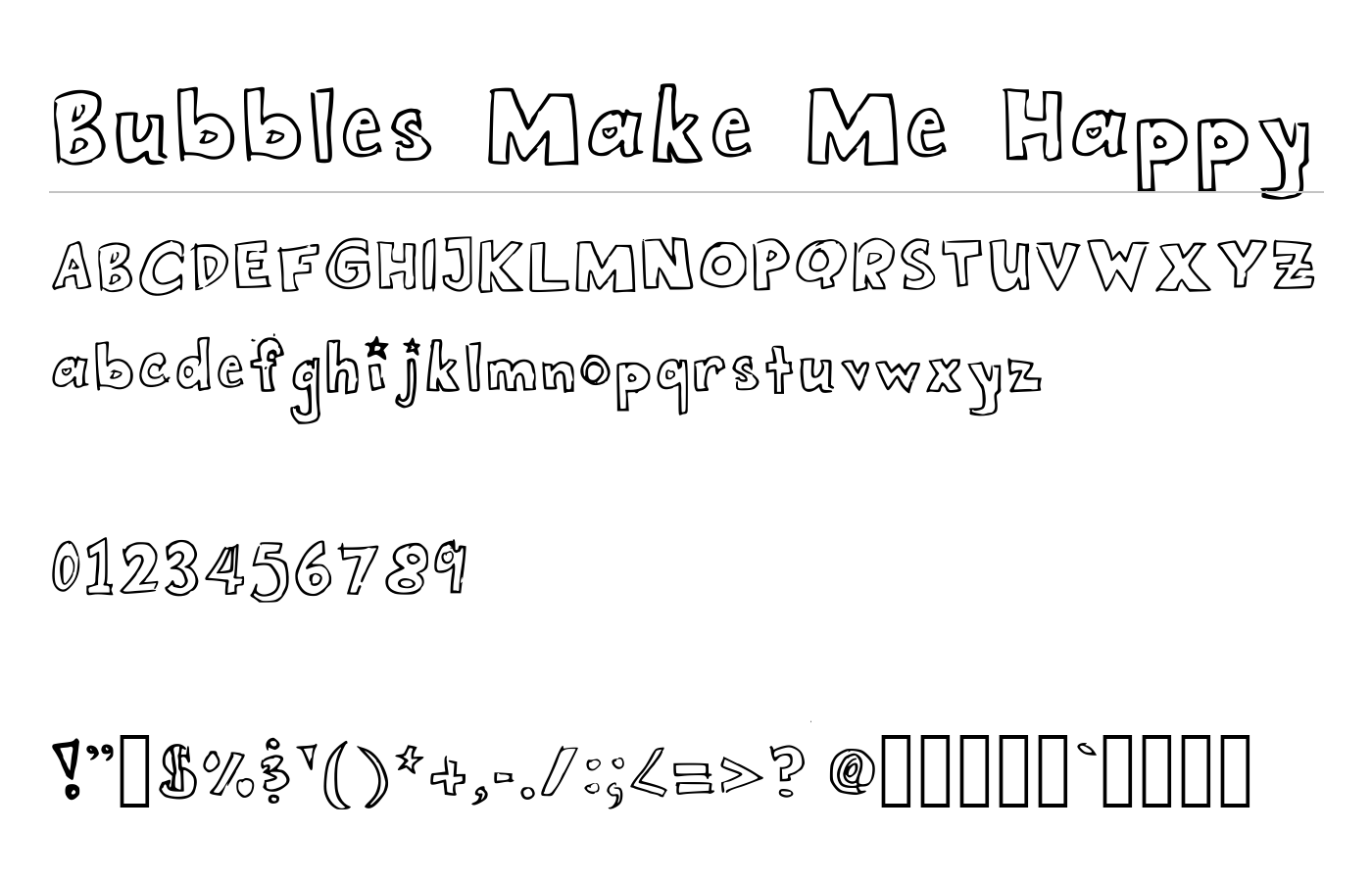 Bubbles Make Me Happy Font preview