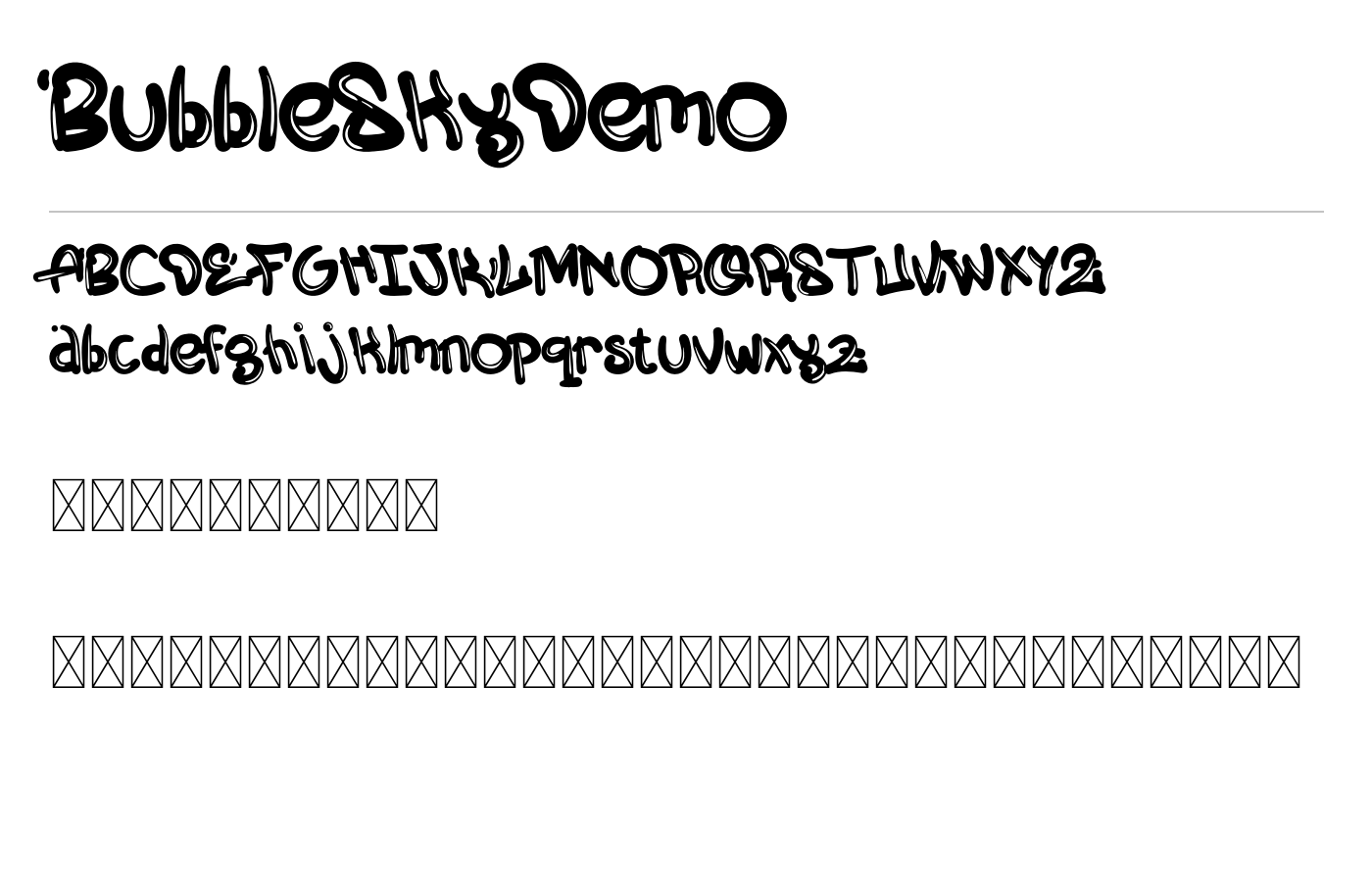 BubbleSkyDemo Font preview