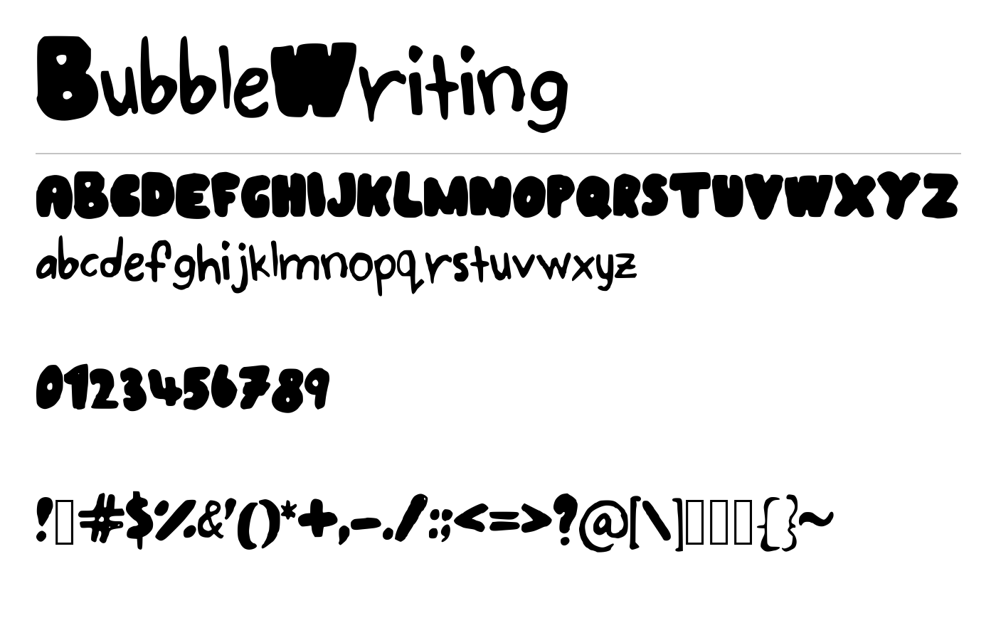 BubbleWriting Font preview