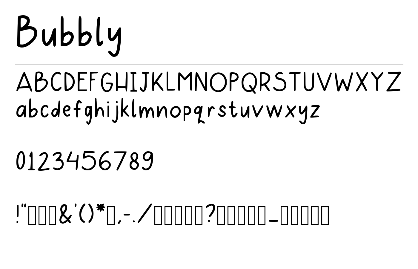 Bubbly Font preview