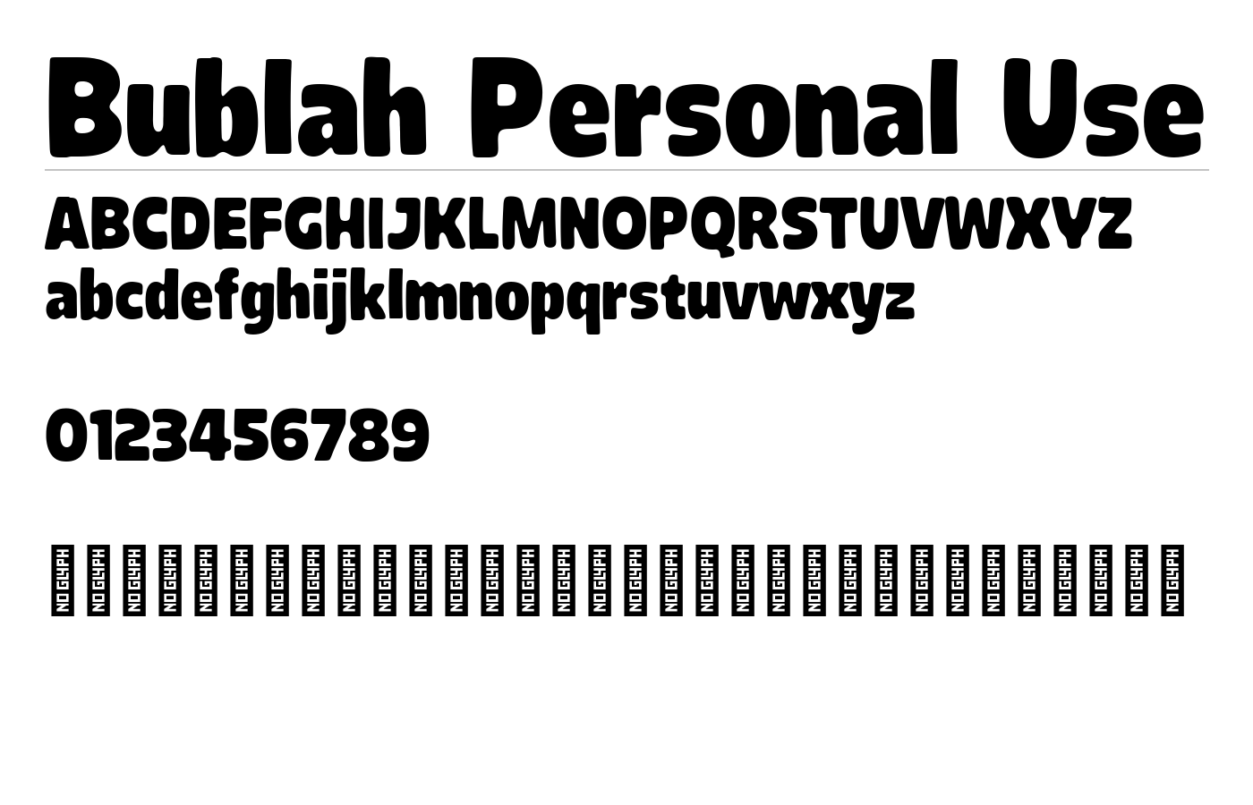 Bublah Personal Use Font preview