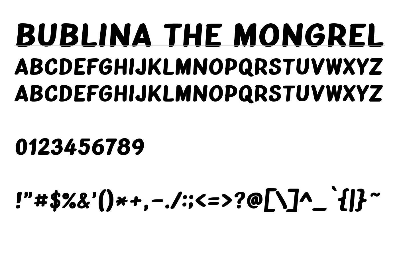 Bublina the Mongrel Font preview