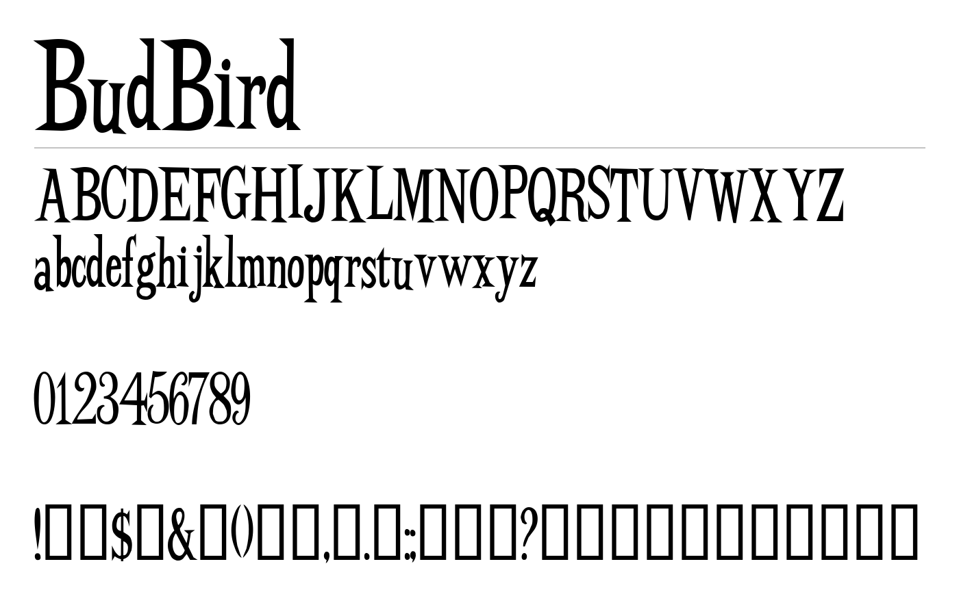 BudBird Font preview