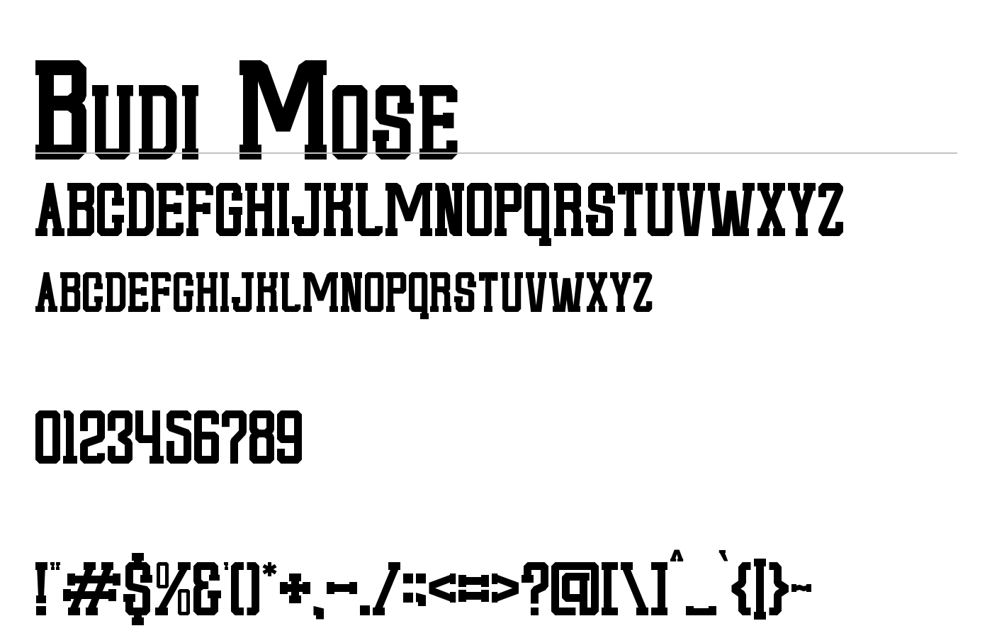 Budi Mose Font preview