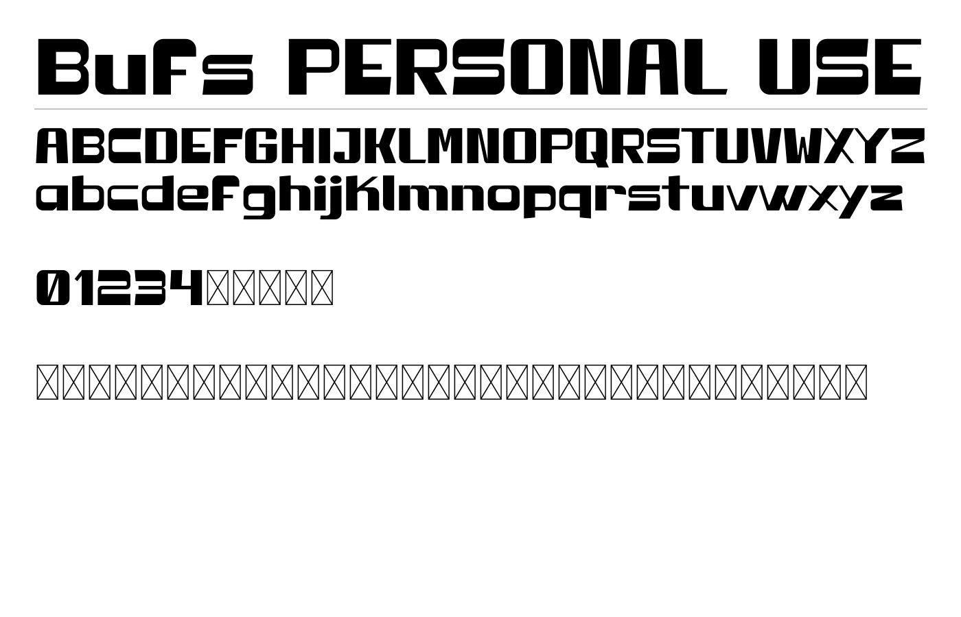 Bufs PERSONAL USE Font preview