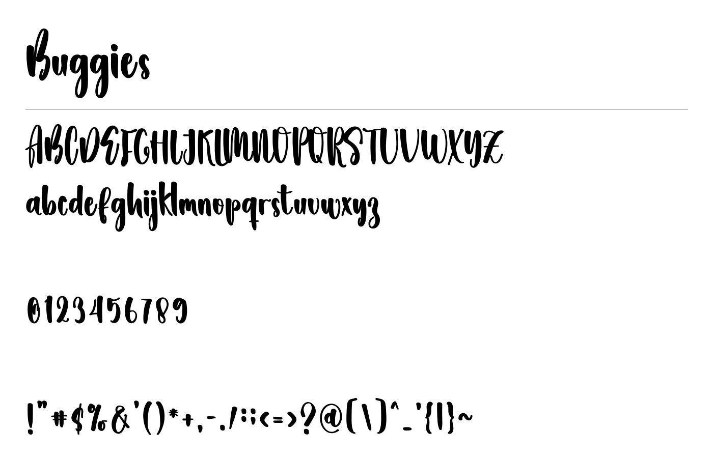 Buggies Font preview