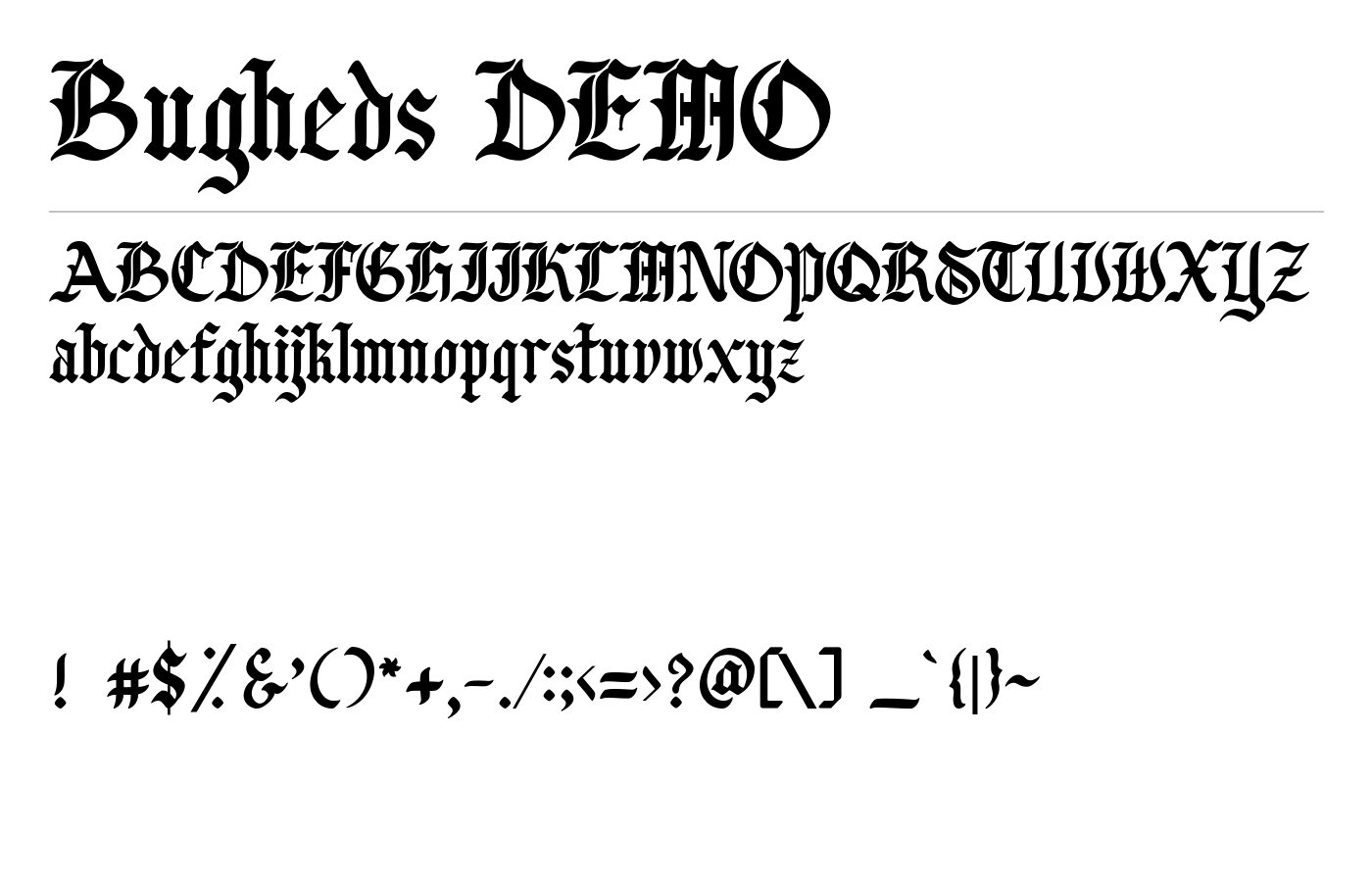 Bugheds DEMO Font preview