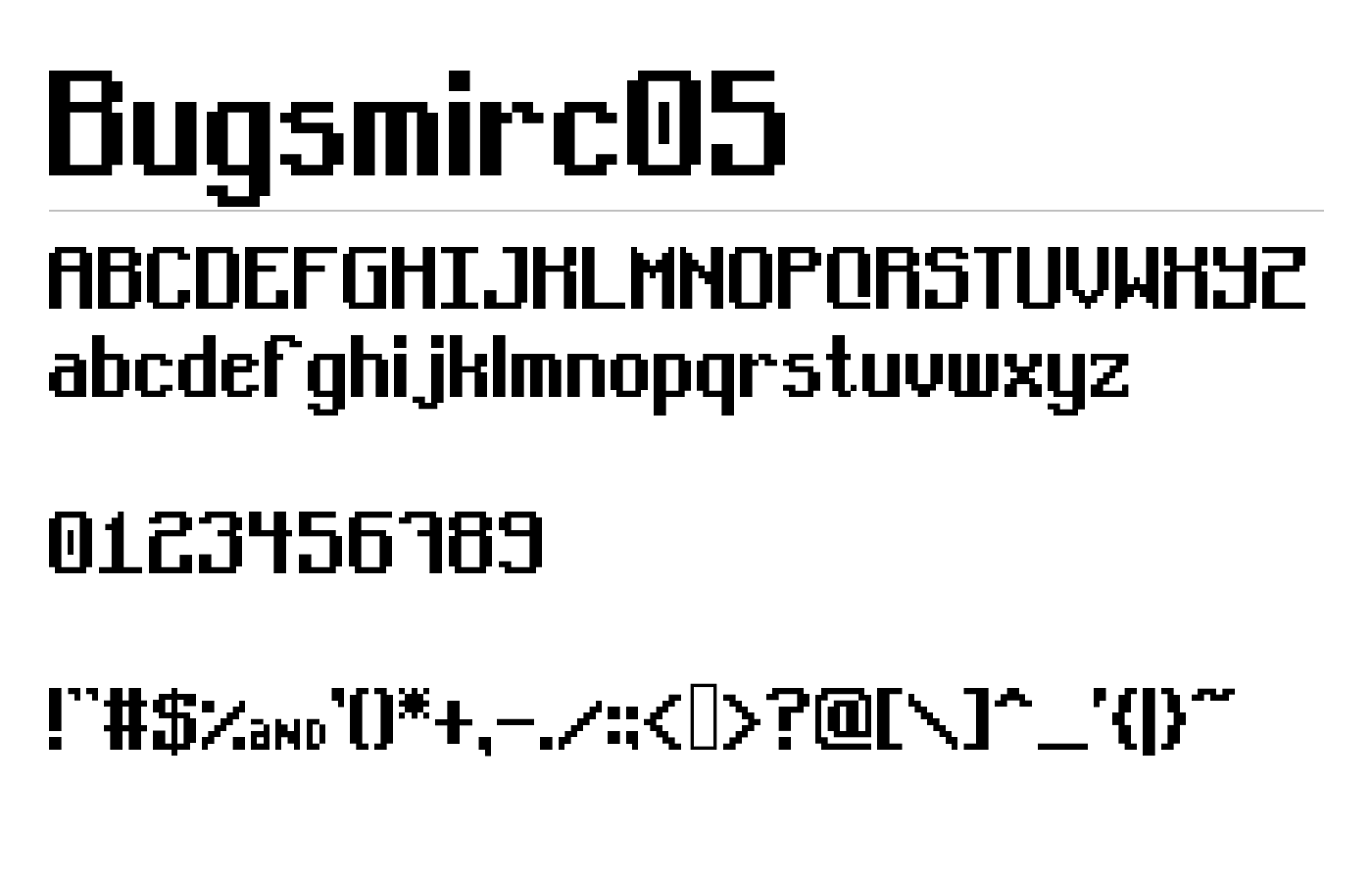 Bugsmirc05 Font preview