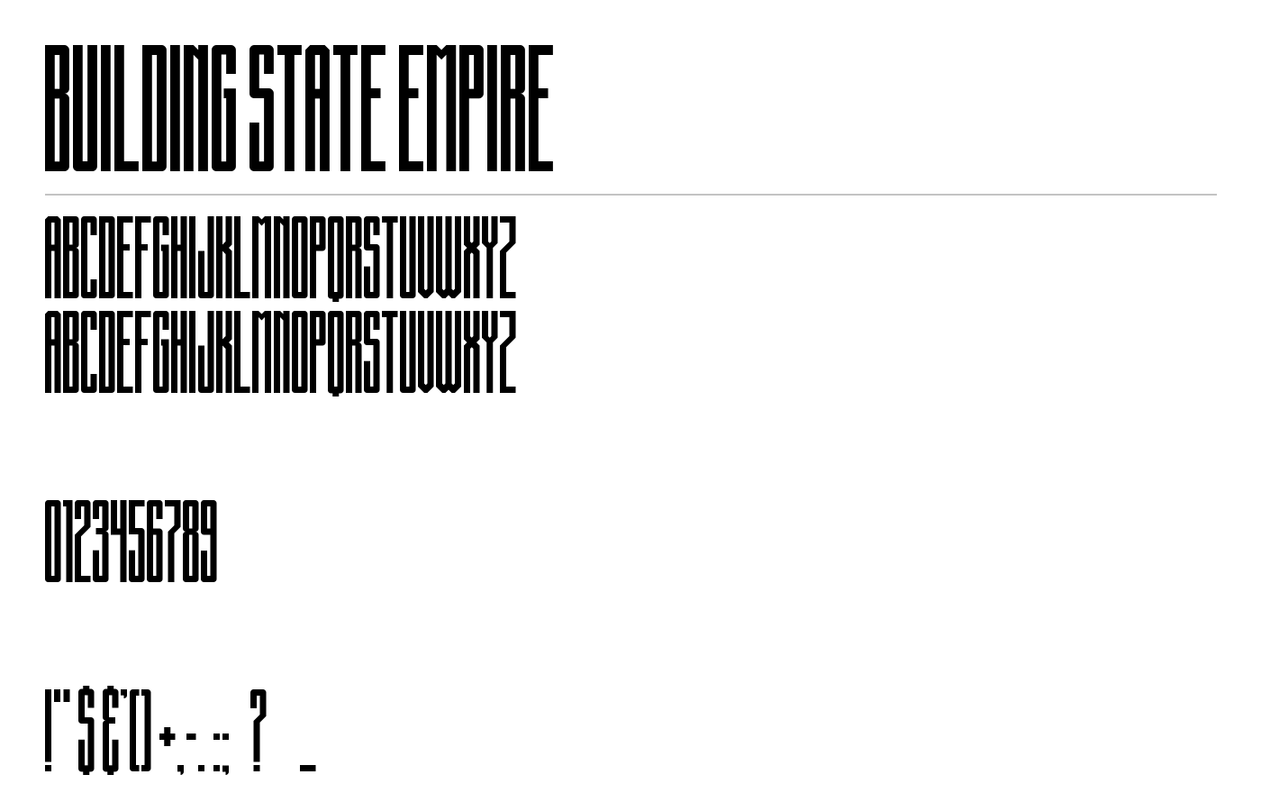 Building State Empire Font preview