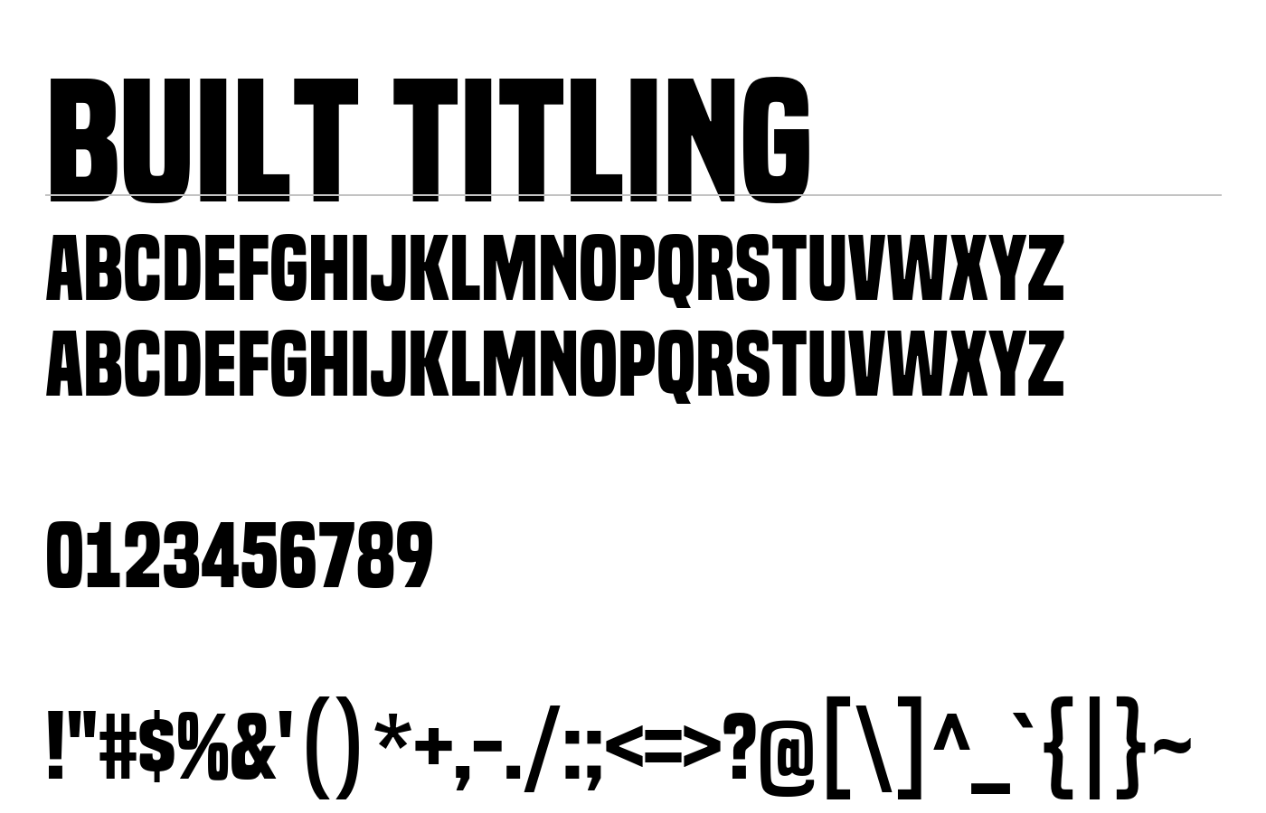 Built Titling Font preview