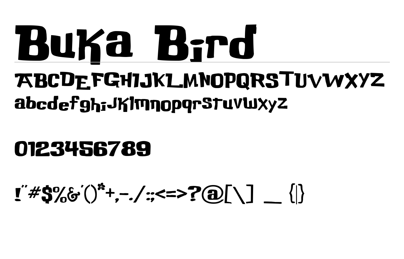 Buka Bird Font preview