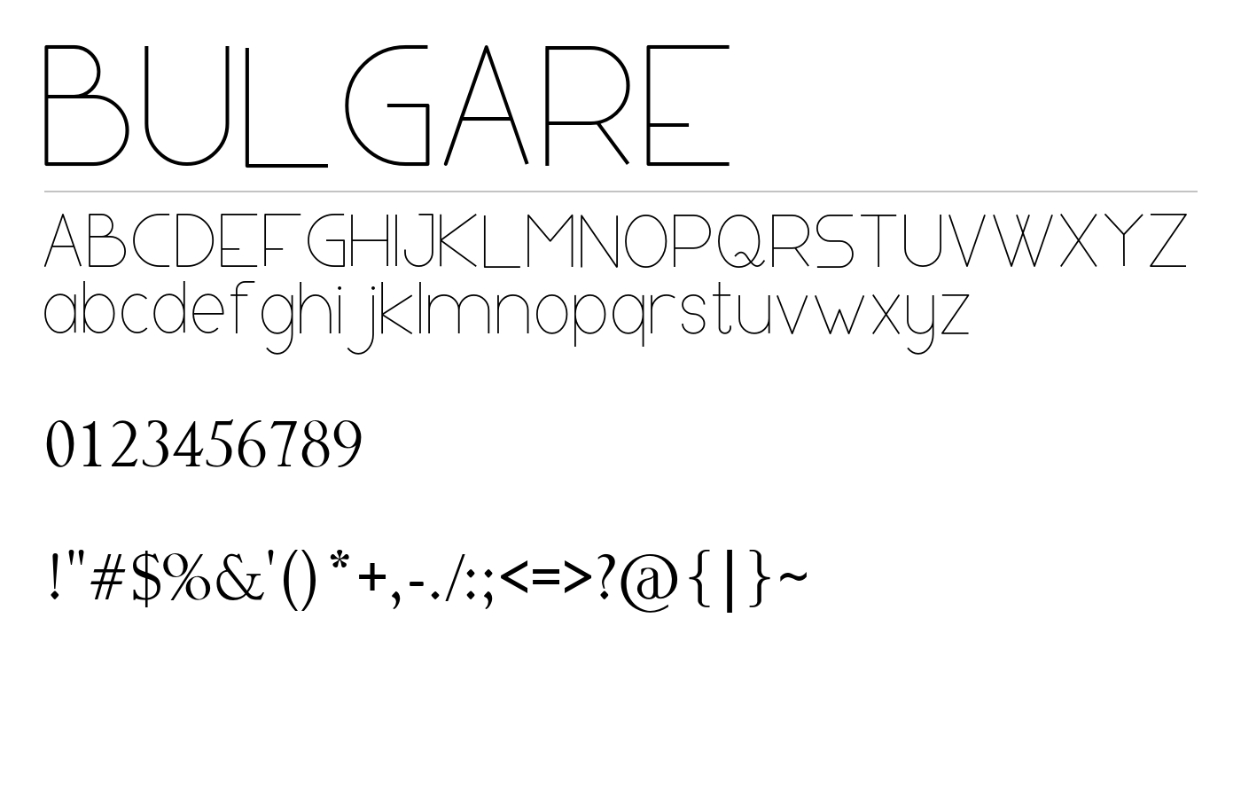 BULGARE Font preview