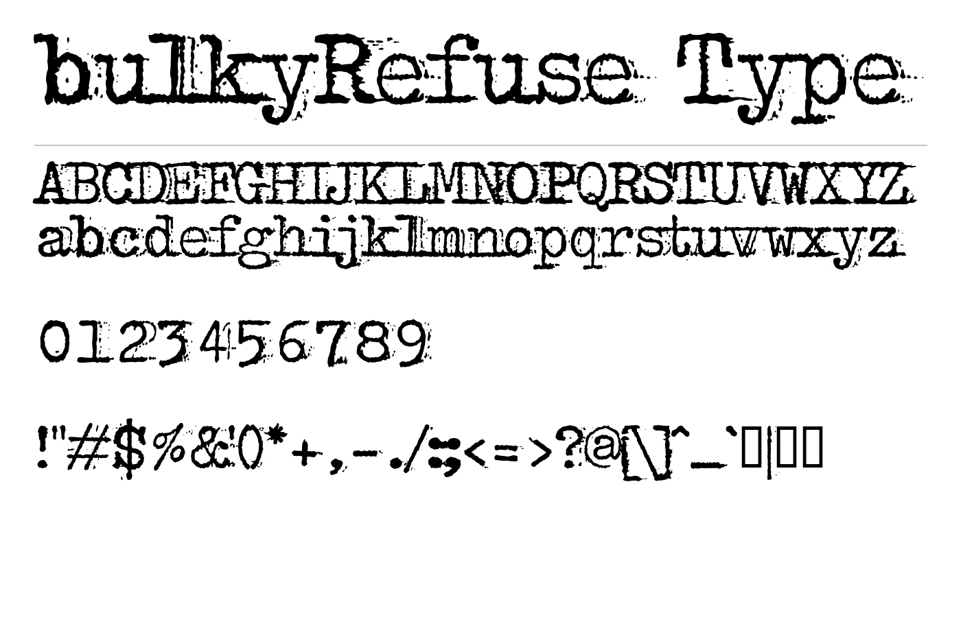 bulkyRefuse Type Font preview