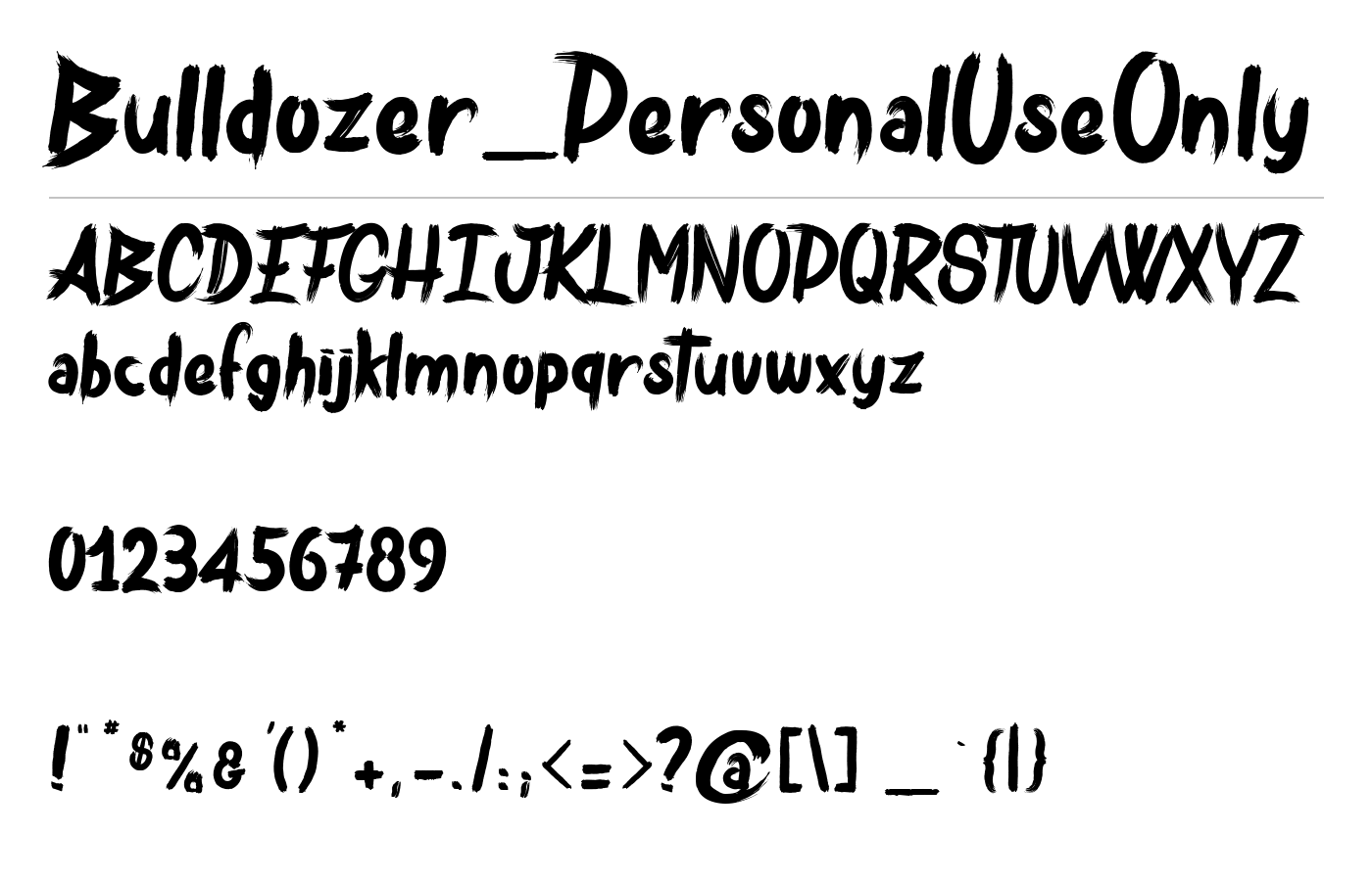 Bulldozer_PersonalUseOnly Font preview