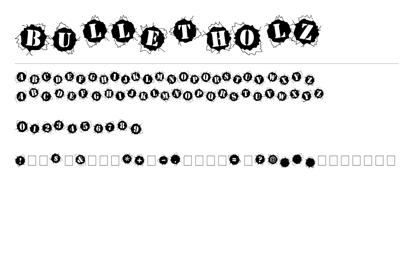 BulletHolz Font preview