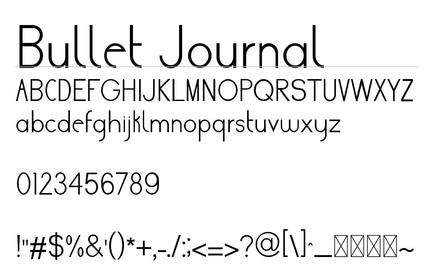Bullet Journal Font preview