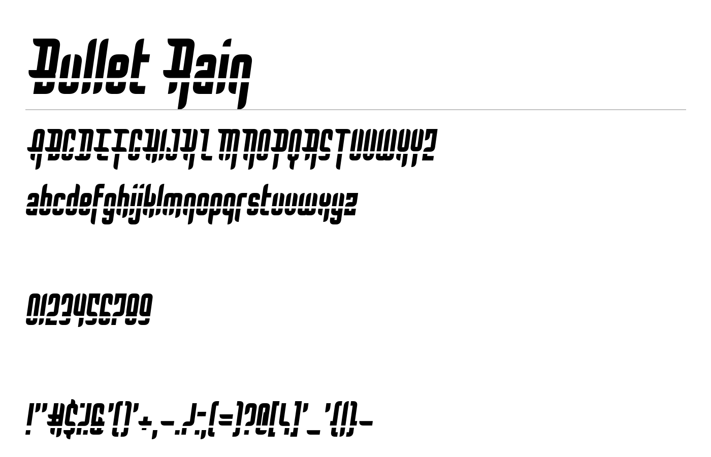 Bullet Rain Font preview