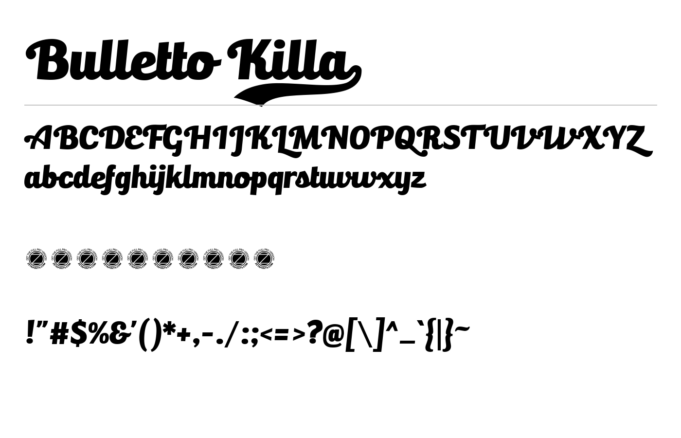 Bulletto Killa¬ Font preview