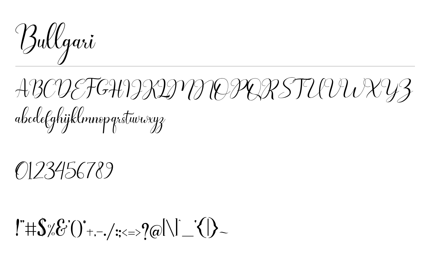 Bullgari Font preview