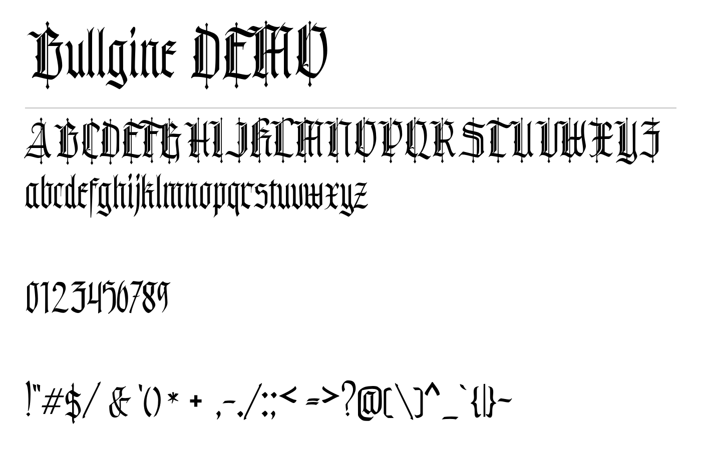 Bullgine DEMO Font preview