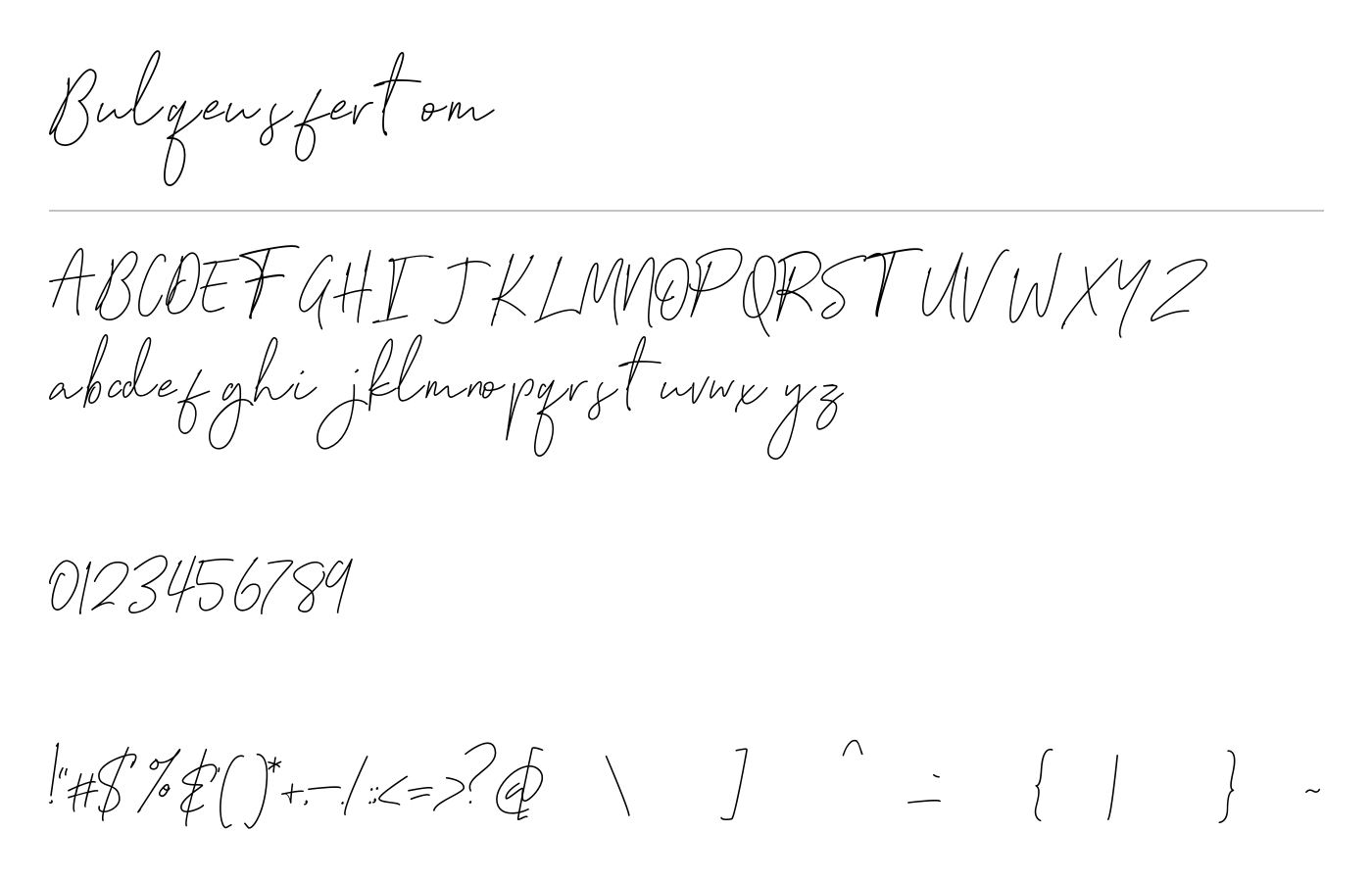 Bulqeusfertom Font preview