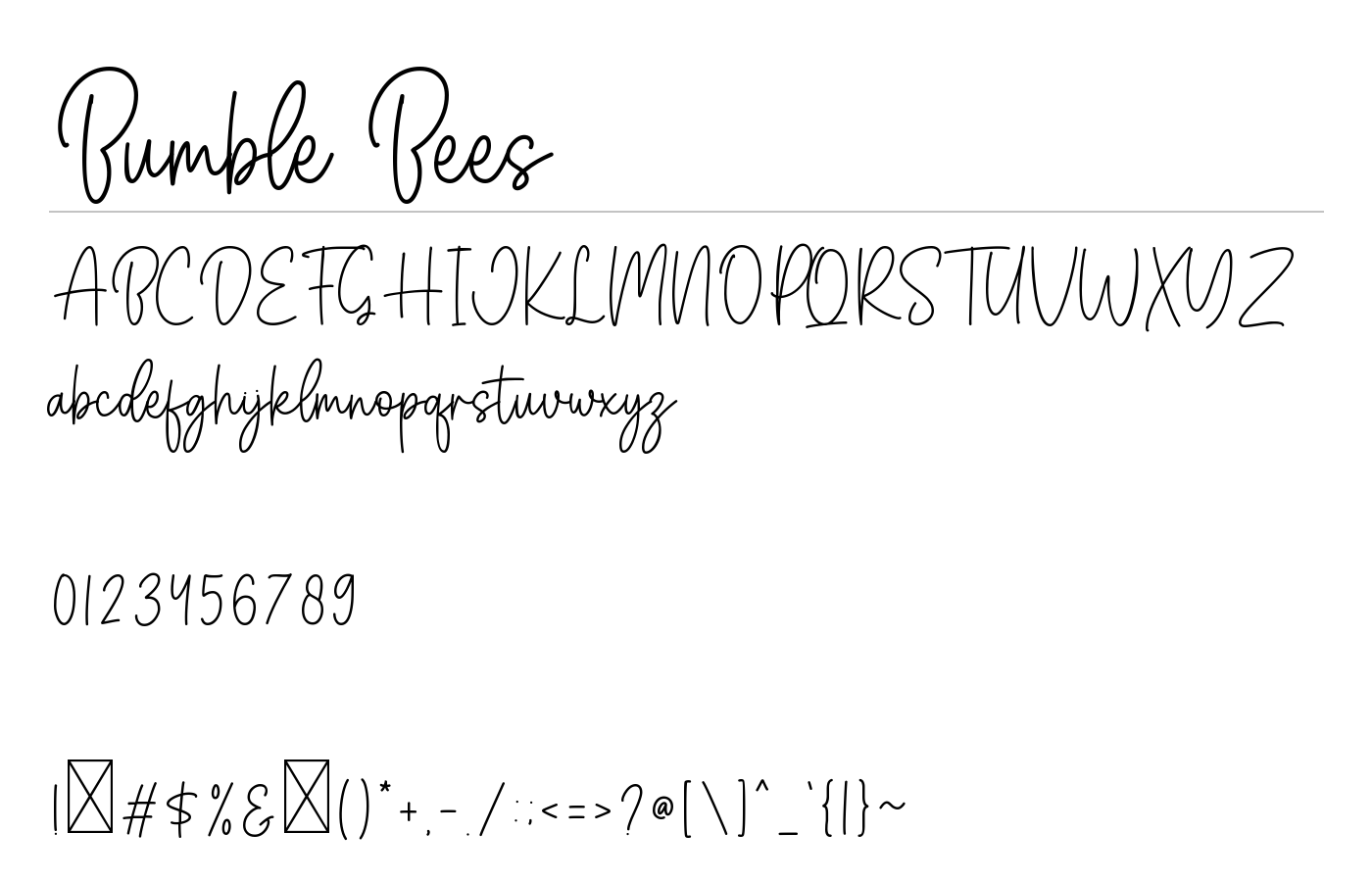 Bumble Bees Font preview