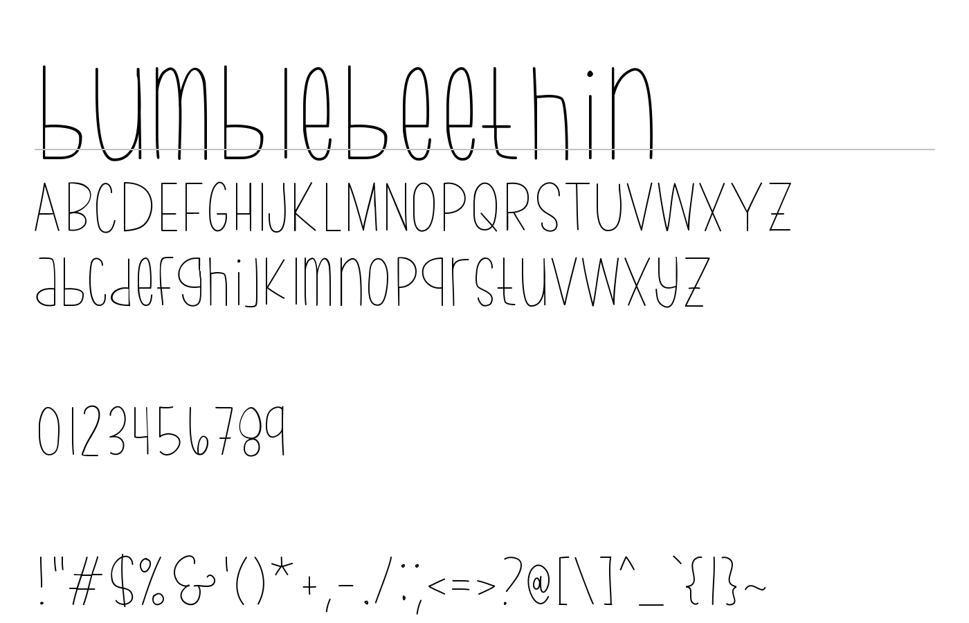bumblebeethin Font preview