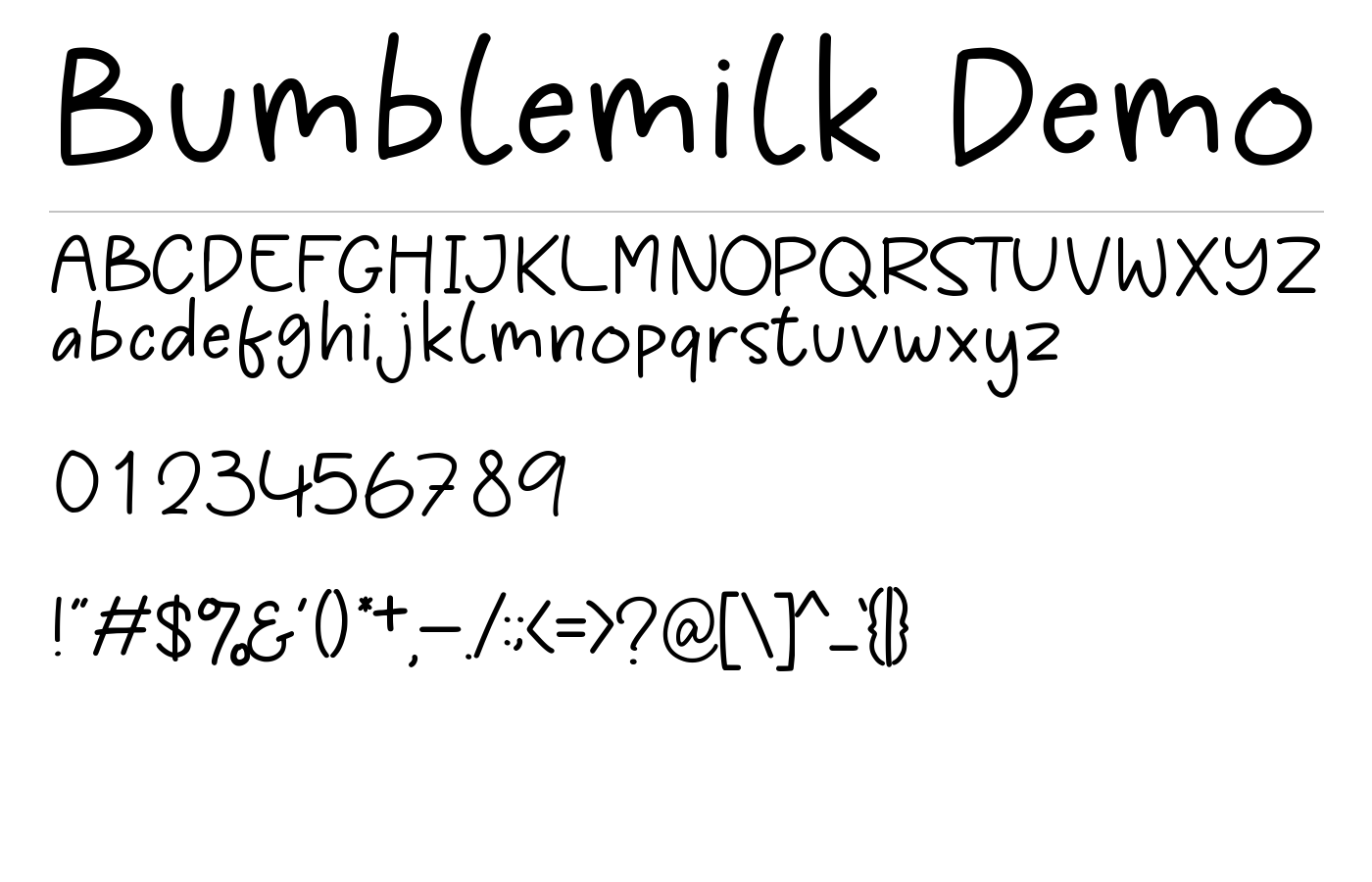 Bumblemilk Font preview