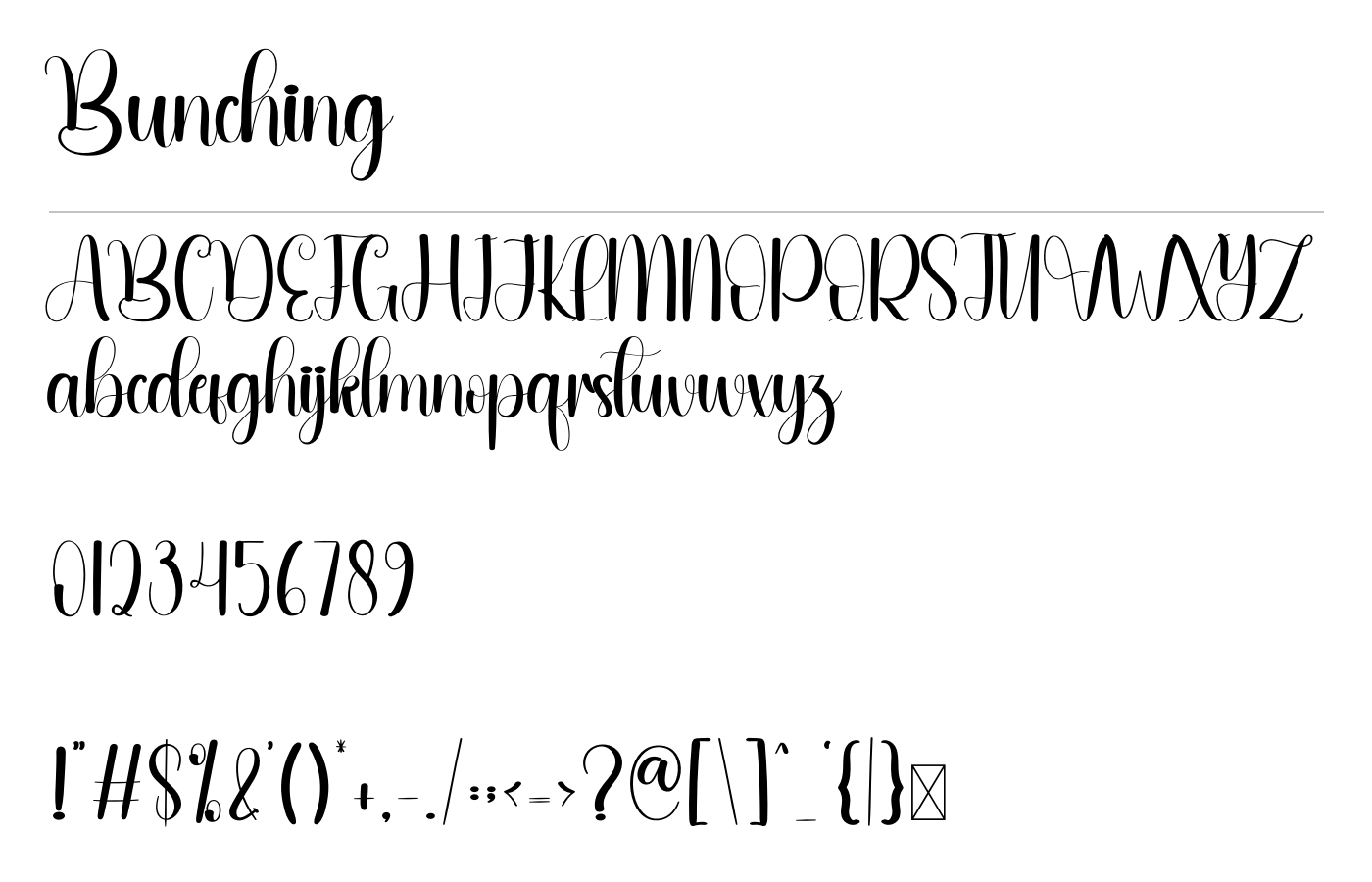 Bunching Font preview