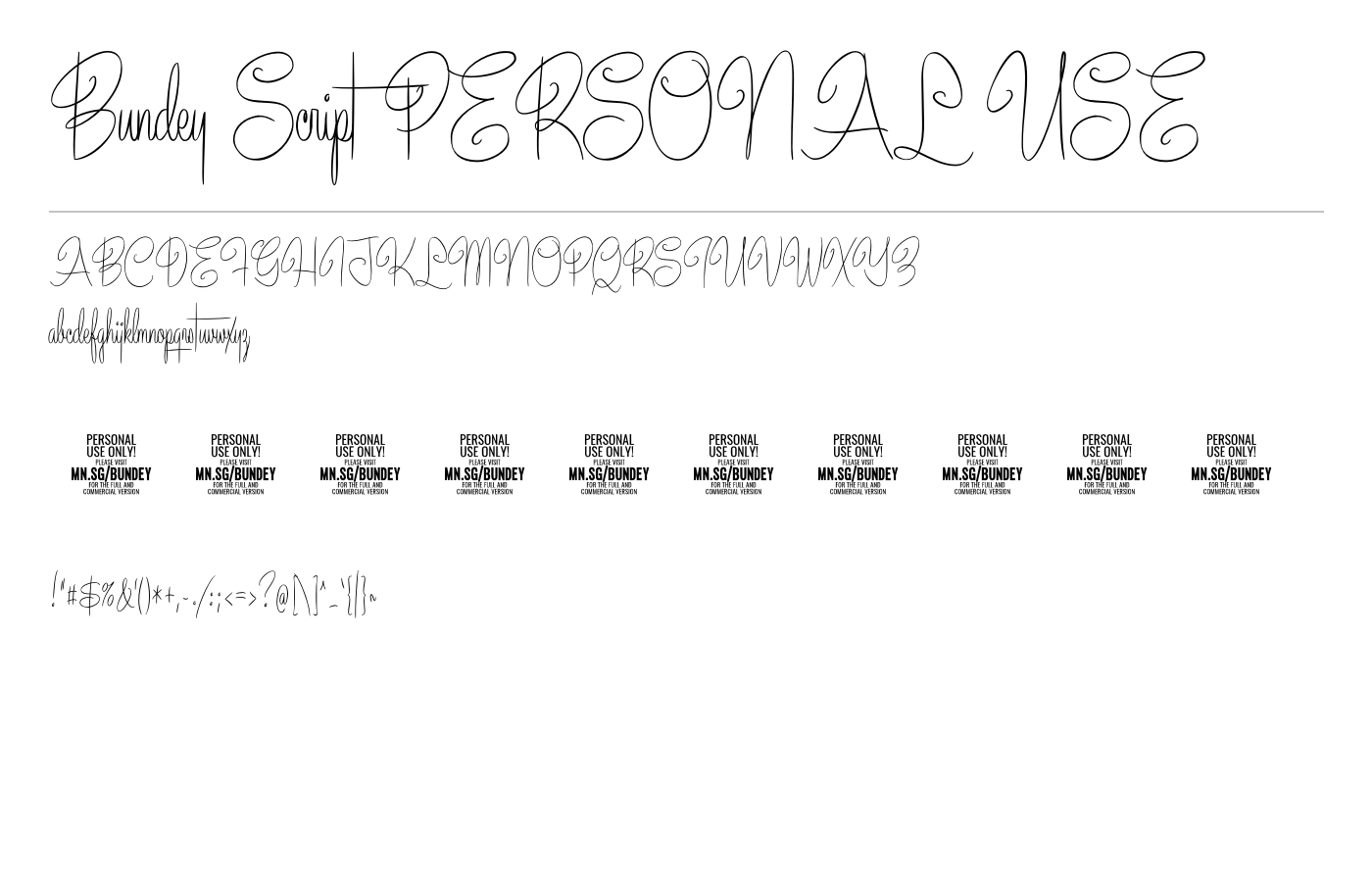 Bundey Script PERSONAL USE Font preview