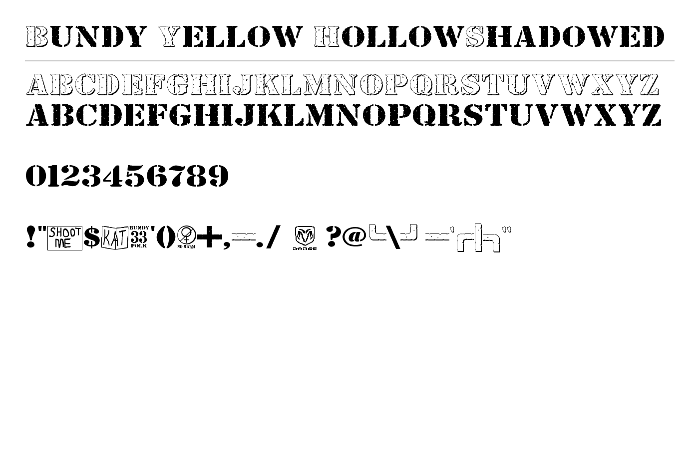 Bundy Yellow HollowShadowed Font preview
