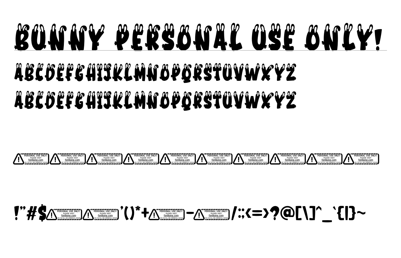 Bunny PERSONAL USE ONLY! Font preview