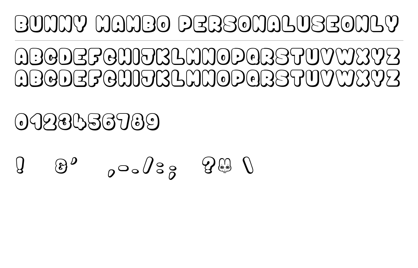 Bunny Mambo_PersonalUseOnly Font preview