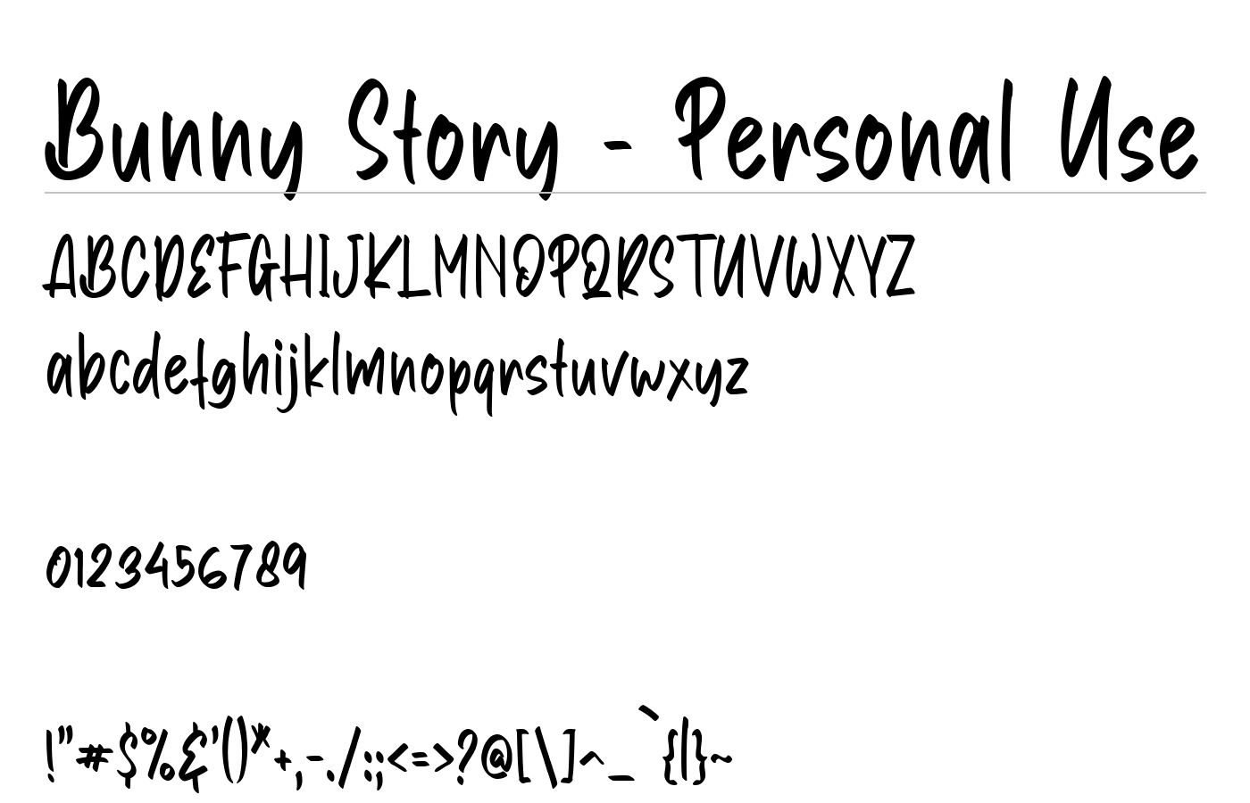 Bunny Story - Personal Use Font preview