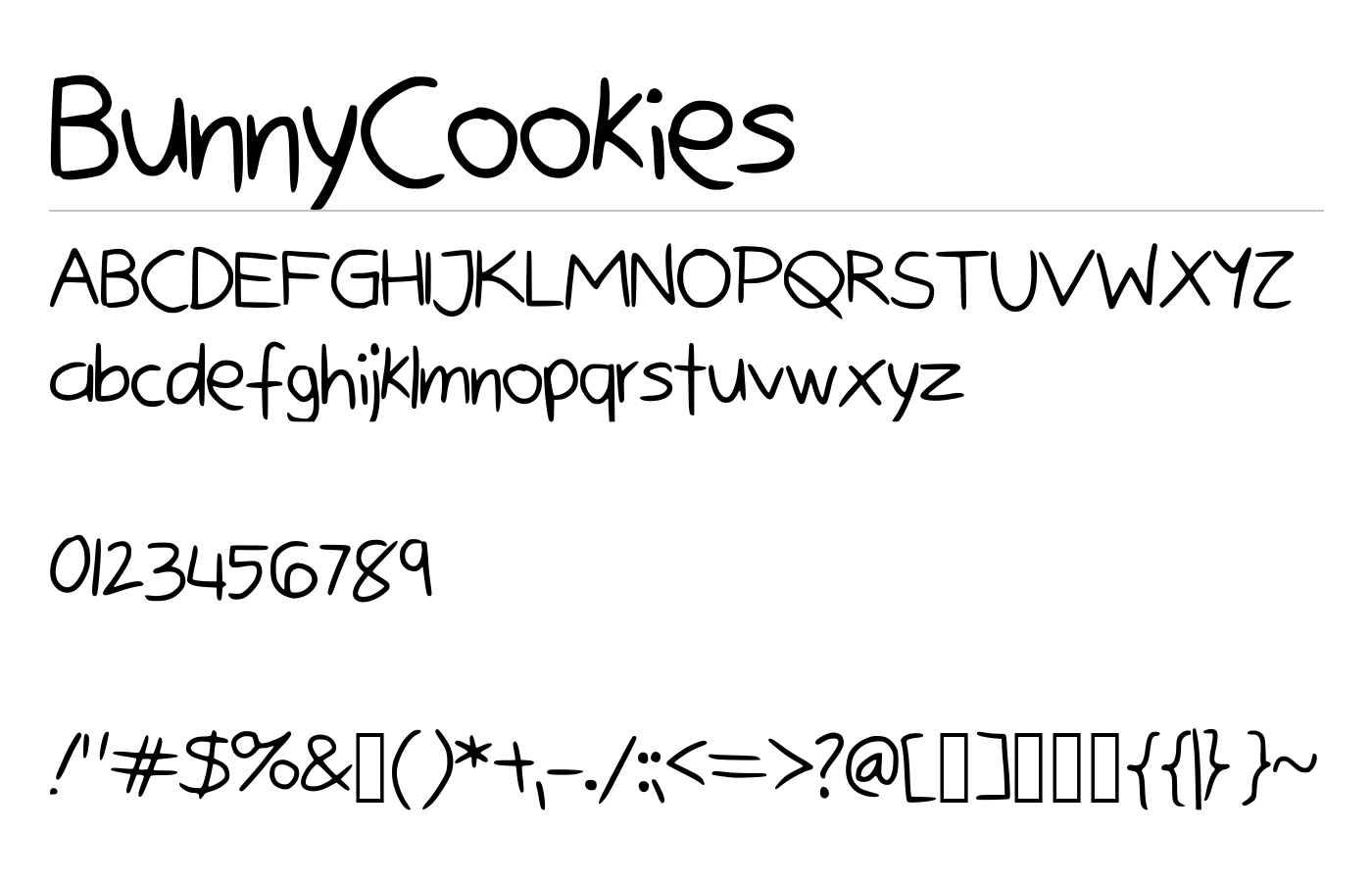 BunnyCookies Font preview