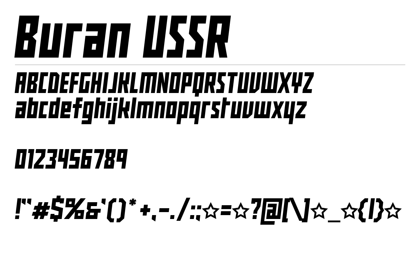 Buran USSR Font preview