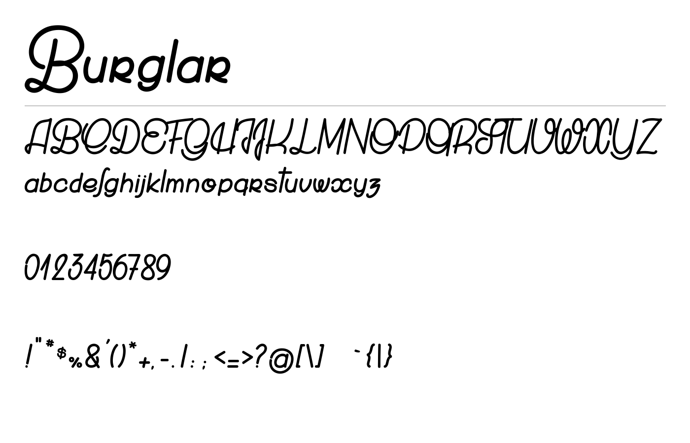 Burglar Font preview