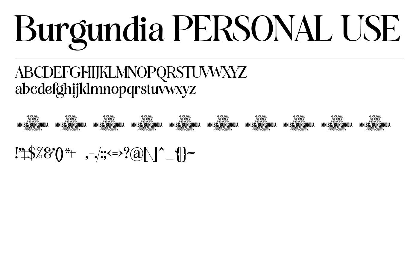 Burgundia PERSONAL USE Font preview