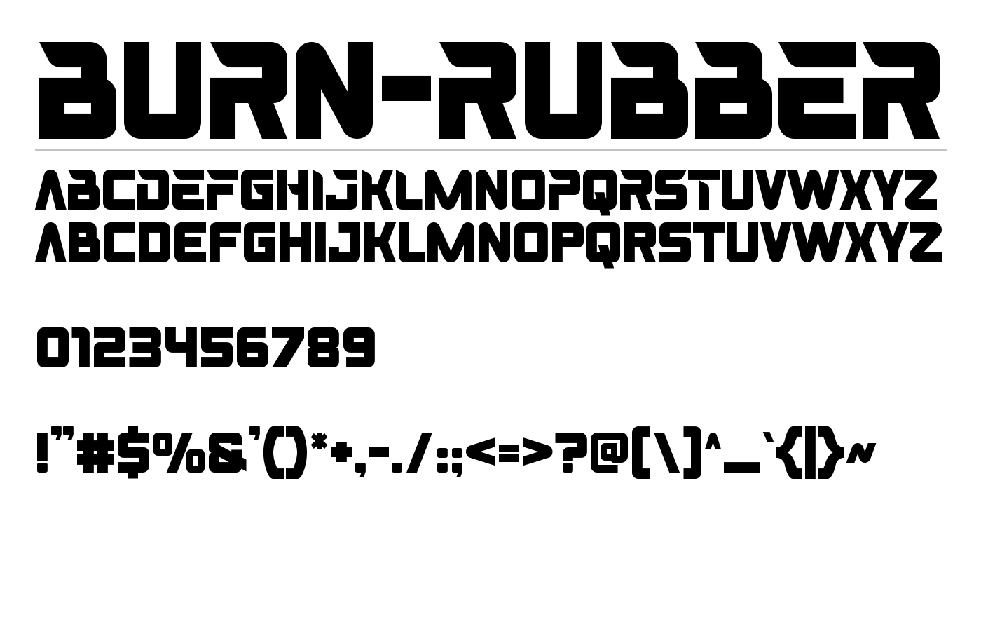 BURN-RUBBER Font preview