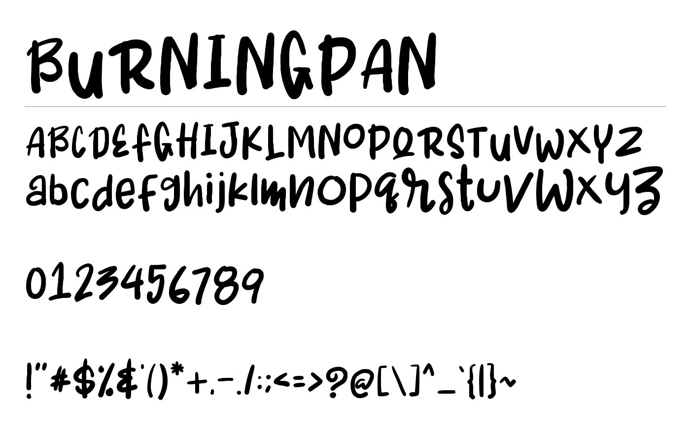 BURNINGPAN Font preview