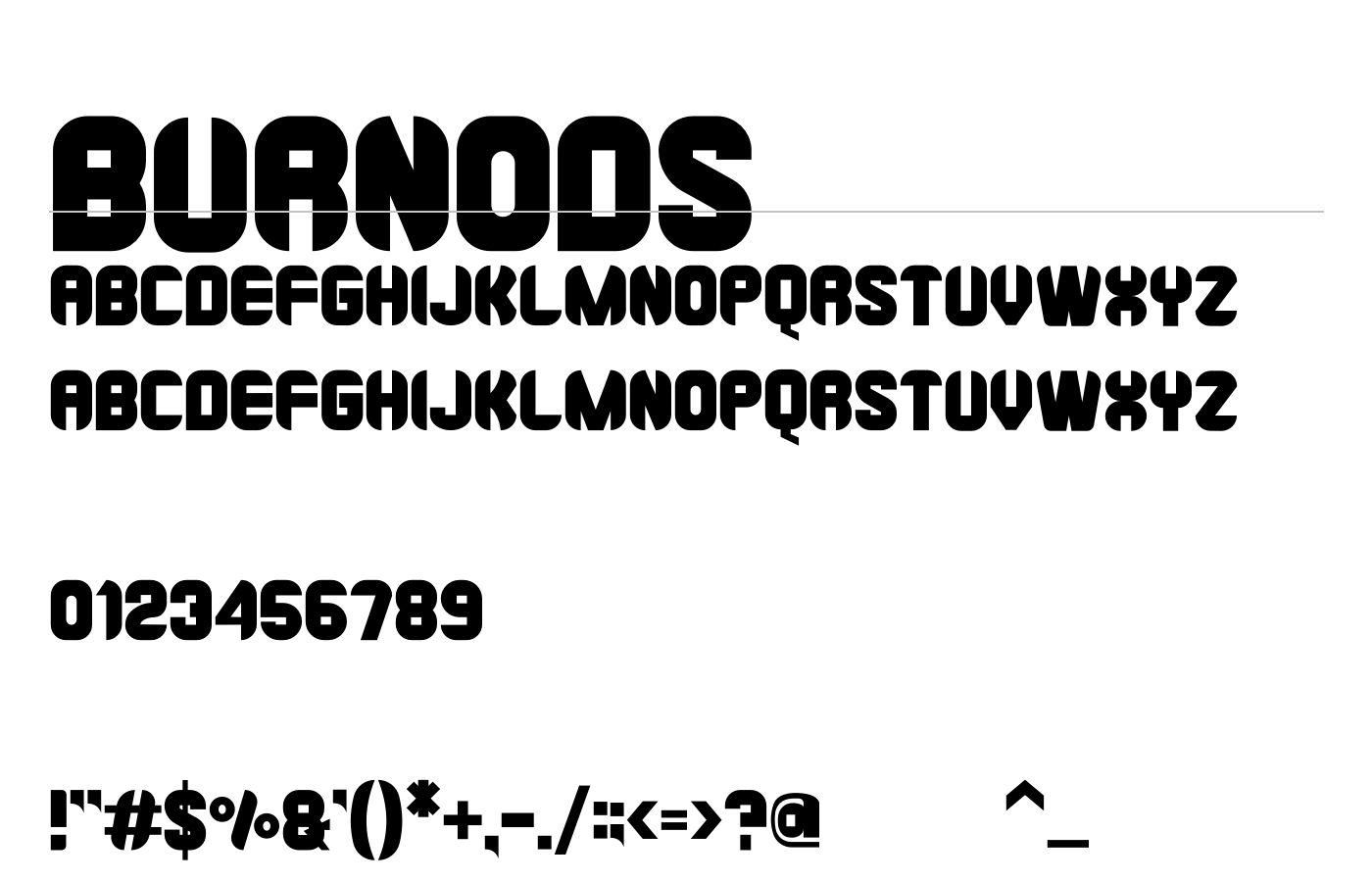 BURNODS Font preview