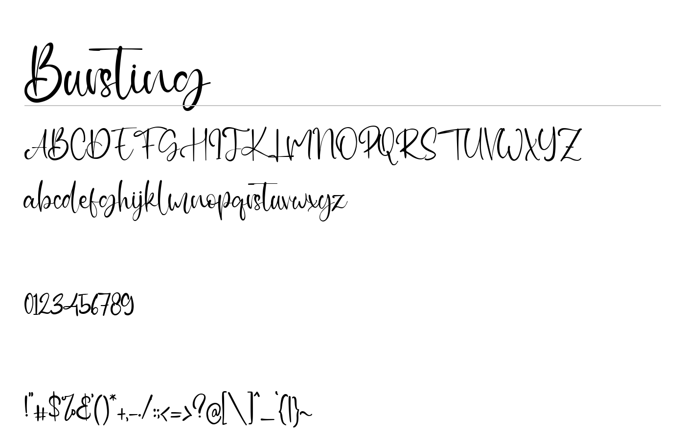 Bursting Font preview