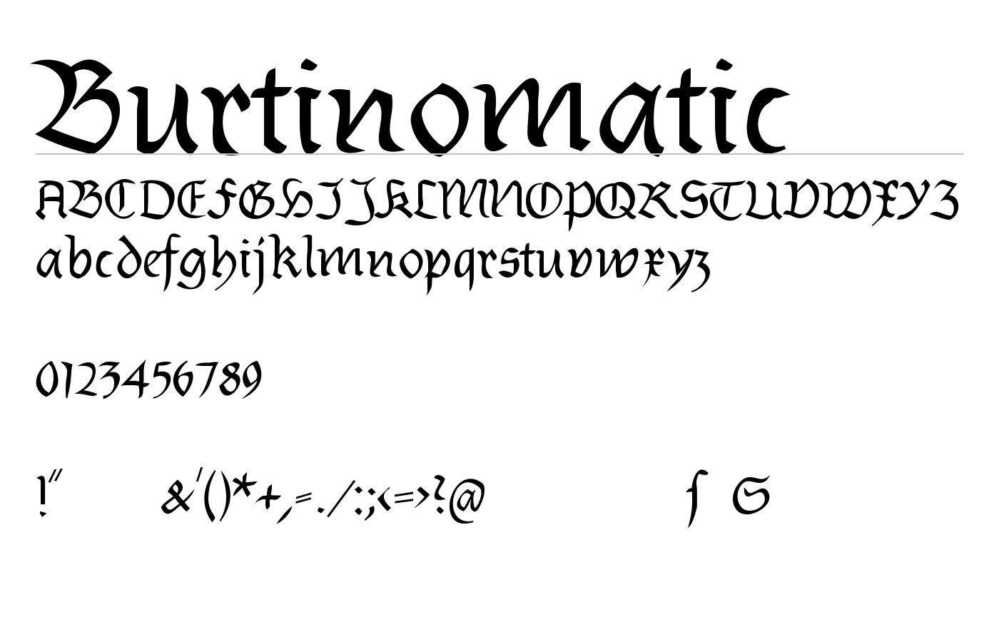 Burtinomatic Font preview